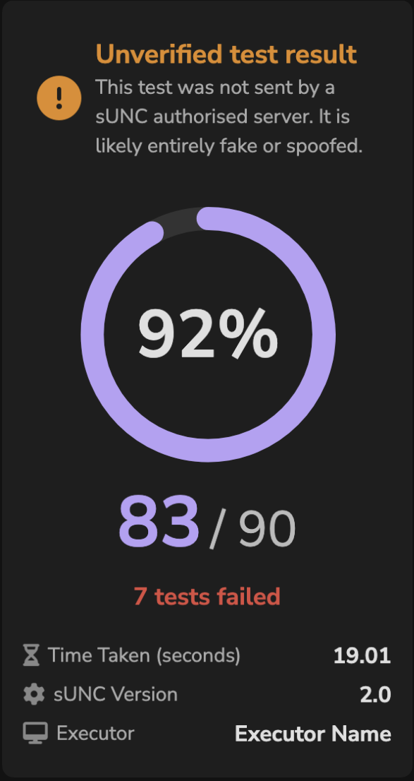 Unverified Result Screenshot